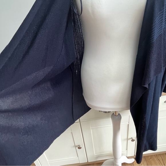 Per una knit waterfall Long cardigan Navy Blue Size Large BNWT - Picture 6 of 12